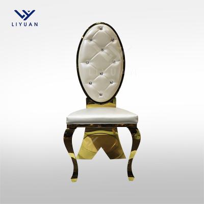 China LIYUAN Modern Hotel Banquet High Around Back French Style Dining Chairs Elegant Gold Stainless Steel Chair Wedding Chairs for sale