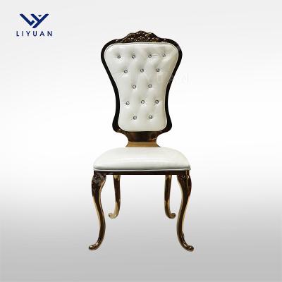 China LIYUAN Modern Hotel Banquet Furniture Modern Stainless Steel Chairs French Style Versailles Dining High Back Wedding Chairs for sale