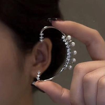 China Hot Sale TRENDY Zircon Diamond Pearl No Pierced Ears Wrap Cuff Earrings From Amazon Etsy For Women Jewelry Wholesale for sale