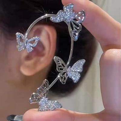 China Amazon Etsy Hot Selling Cavity Zircon Diamond Butterfly No Pierced Ears Wrap Cuff Earrings FASHIONABLE for Women Jewelry Wholesale for sale