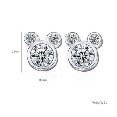 China Hot Sale Cute Silver Needle Rhinestone Faux Stone Mouse Stud Earrings Birthstone Studs For Women Jewelry Wholesale for sale