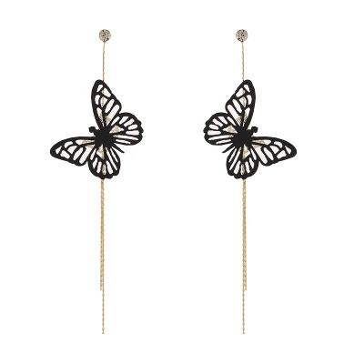 China Amazon CLASSIC Hot Sale Long Tassel Zircon Butterfly Drop Earrings For Women Jewelry Wholesale for sale