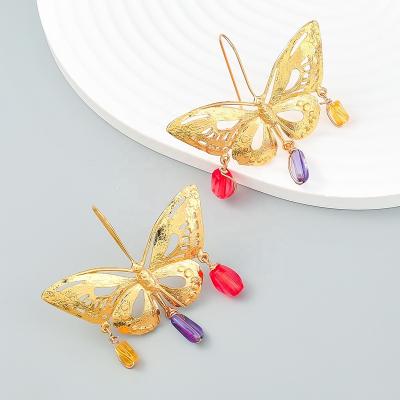 China CLASSIC Hot Sale 18k Gold Amazon Etsy Hollow Butterfly Drop Earrings For Women Jewelry Wholesale for sale