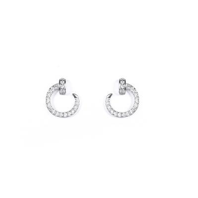 China CLASSIC Hot Sale 11mm C Letter Zirconia S925 Sterling Silver White Gold Stud Earrings For Women for sale