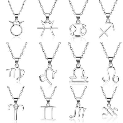 China Bestselling FASHIONABLE Titanium Stainless Steel 12 Constellations Zodiac Sign Necklace Pendant Jewelry Gift for Women Girlfriend Couples for sale