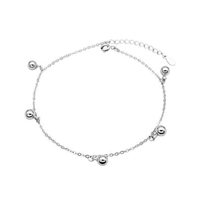 China Romantic Classic S925 Sterling Silver Peas Round Beads Anklet Bracelet for European Women and American Style Feet Jewelry for Women for sale