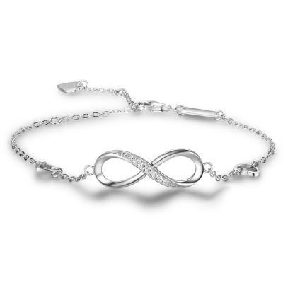 China Sterling Silver Infinity Anklet Bracelet Women's Romantic Love Bracelet Women's Mother's Day 925 Endless Symbol Big Charm for sale