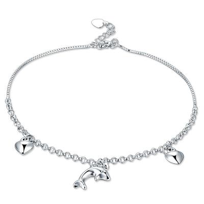 China New Trendy Style Elegant S925 Sterling Silver Dolphin Anklet Bracelet For Women for sale