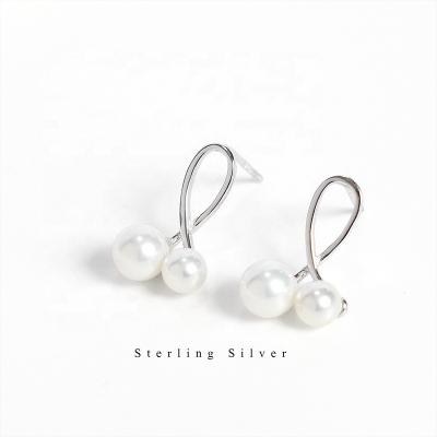 China 2022 Trendy Trendy CIA Pearl Drop Earrings S925 Sterling Silver Cross Natural Freshwater For Women Jewelry Wholesale for sale