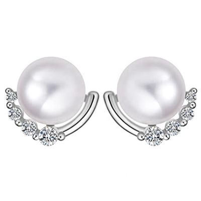 China 2022 new TRENDY S925 Sterling Silver Zirconia Freshwater Pearl stud earrings for women pearl jewelry wholesale for sale