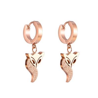 China INS CLASSIC Stainless Steel Animal Frosted Fox Drop Earrings For Women Jewelry Wholesale for sale