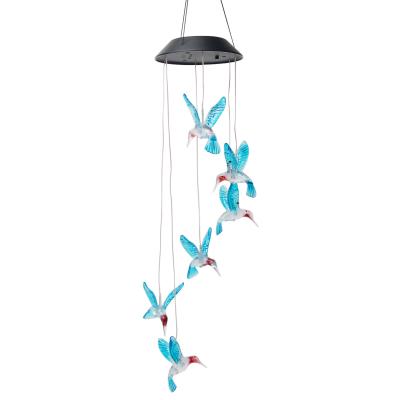 China Balcony Garden Solar Powered Outdoor Open Air Reception Decorate Hummingbird Wind Chimes Family Water Proof Bedroom Romantic Home Patio for sale