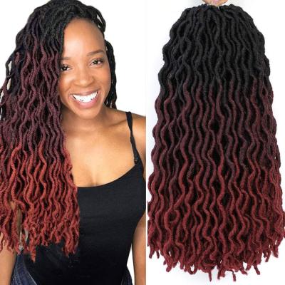 China Synthetic Hair 18 Inch Faux Gypsy Locs Crochet Ombre Wavy Soft Curly Goddess Hair Locs Braiding Hair Synthetic Crochet Hair Gypsy Extensions for sale