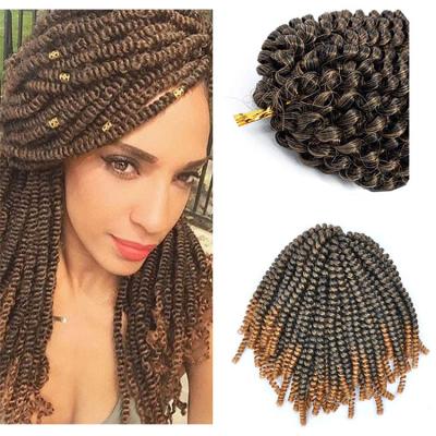 China High Temperature Synthetic Fiber Hair 8 Inch Blue Gray Pre Twisted Fluffed Short Twist Spring Crochet Hair Synthetic Afro Color 350 613 for sale