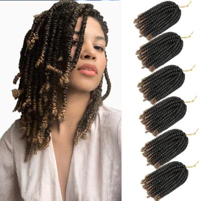 China High Temperature Synthetic Fiber Hair Spring Twist Hair Crochet Braids 8 Inch Ombre Spring Twist Crochet Braiding For Black Women Braiding Hair Extensions 110g for sale