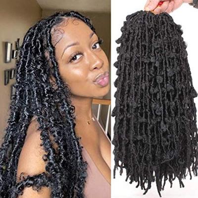 China Synthetic Hair Butterfly Locs Crochet Hair 14 Inches Pre Looped Distressed Locs Hair Butterfly Locs Synthetic Crochet Hair for sale