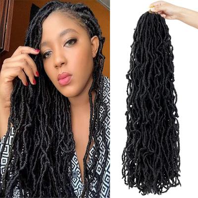 China New Faux Locs Synthetic Hair 24 Inch Premade One Loop Wavy Soft Curly Faux Locs Crochet Hair Goddess Synthetic Fiber Hair NU New for sale