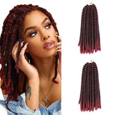 China Ombre Color Crochet Braid Hair Extension Synthetic Braiding Hair 8inch High Temperature Fiber Wholesale Synthetic Braiding Hair Spring Curly Twist for sale