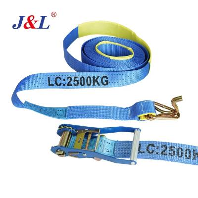 中国 Netting cargo lashing belt juli 35mm 10mm ratchet straps 0.8t~10t breaking load for heavy duty cargo truck transportation 販売のため