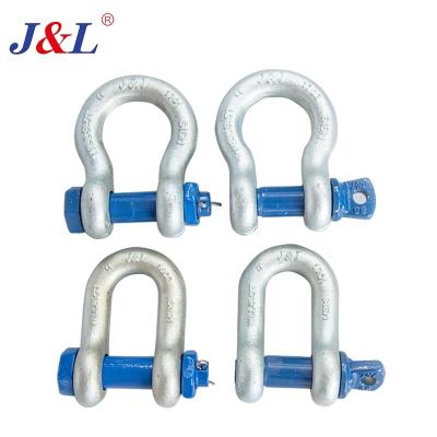 China Heavy industry JULI bow and dee type different types of shackler WANT 2t~110t G209 G210 safety factor 4:1 shackles for sale