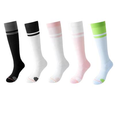 China Breathable Multi-Function Colorful Women's Compression Socks Plaid Pattern Knee High Stockings for Running Sport Cycling-Seamless Technics for sale