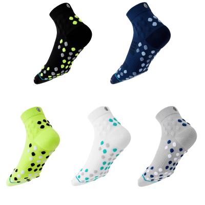 China Breathable Professional Compression Running Athletic Ankle Protect with Reflective Logo Anti-blister 3D Dots Technology Massage Bottom Sock for sale