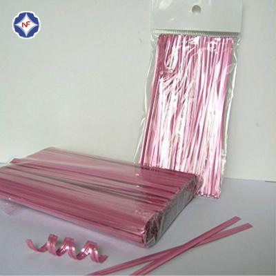 China Metallic Light Pink Colorful Metallic Twist Tie Roll For Bamboo Decoration Candy Lollipop Food Bag Packaging for sale