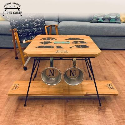 China Outdoor High Quality Custom Wood Camping Place Picnic Table Square Portable Coffee Table for sale