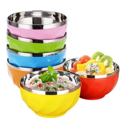 China Sustainable New Design 6PCS of set Cereal bowls colorful salad mixing bowls stainless steel serving mixing salad bowl for rice for sale