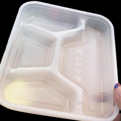 China Disposable Disposable Meal Trays With Lid White Food Package Trays PP Meal Box Meat Pack Trays for sale