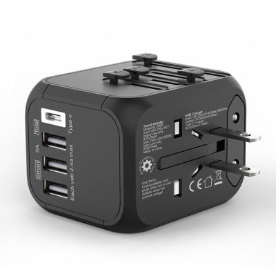 China Mobile Phone Travel Adapter Wall Charger International Global Power Plug With Type C Charger Wall 3 USB Smart Charger for sale