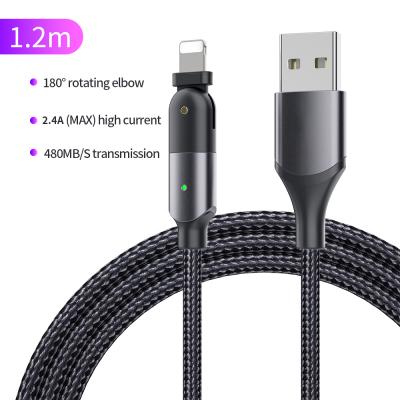 China Type-C Charging 8pin Rotatable Fast Charging USB Braided Usb Cable Mobile Data Cable For iPhone Fastest Charging Data Cable for sale