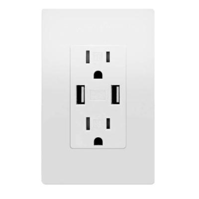 China American USB Wall Socket USB Charger 4.8Amp Residential/General Purpose Outlet, 15A Heavy Duty Electrical Tamper Receptacle (TR), US Type for sale