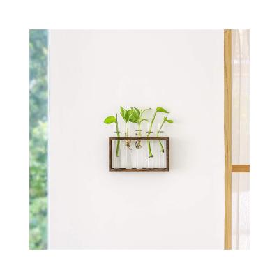 China Modern Flower Bud Vase Newest Latest Design Minimalist Planter Wall Hanging Wooden Tabletop Stand Holder for sale