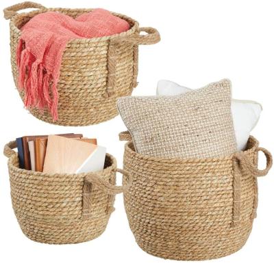 China Modern Round Woven Rope Plant Plankton Braided Home Storage Baskets, Jute Handles - For Organizing Closet, Bedroom, Bathroom, Living Room, Bathroom for sale