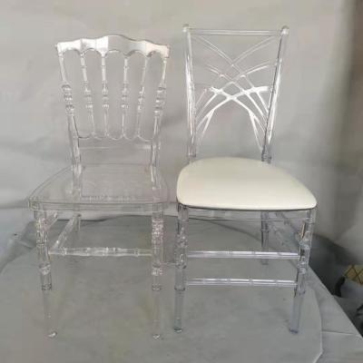 China Stackable Plastic Transparent Clear Cross Back Chair For Event Party Banquet for sale