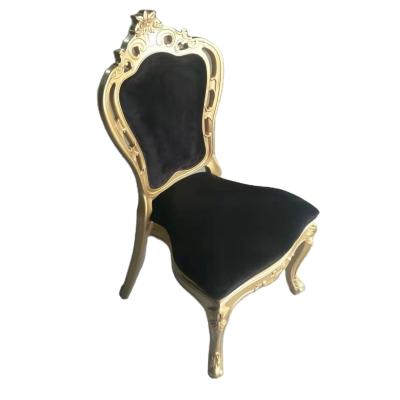 China Gold frame black fabric back and seat pad luxury royal king resin ghost modern rental chair for sale