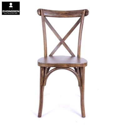 China Traditional Wholesale Traditional Coffee X Back Chair French Vintage Oak Wood Cross Back Chair for sale