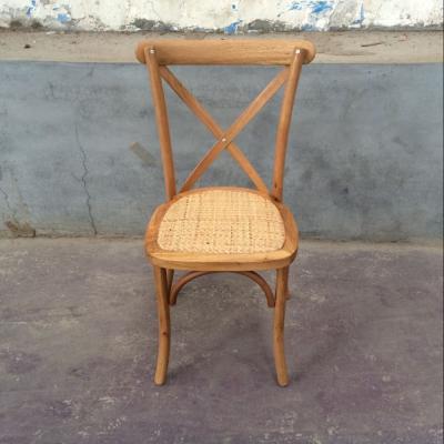 China (Other) Elm Adjustable Solid Wood Dining Cross Back Chairs With Rattan Cushion for sale