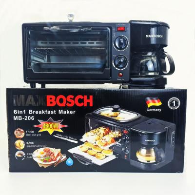 China Hotel MAXBQSCH 3 in 1 Machine with Oven Coffee Pot Frying Pan Toast Electric Multi Timer Function Breakfast Maker for sale