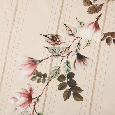 China China Factory Outlet Pattern Floral Design Fabric Tear-Resistant Woven Printed Polyester With Gold Lines for sale