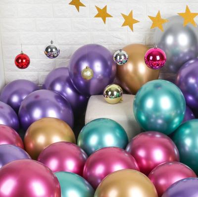 China Activity Decoration 3.2g 12Inch Latex Chrome Metallic Balloon Helium Inflatable Glossy Thicken Latex Balloons Party Decoration for sale