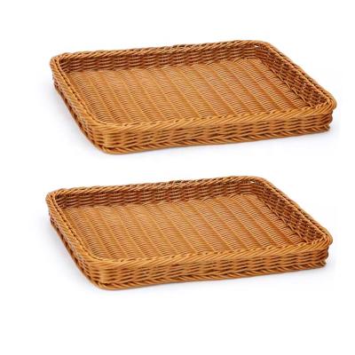 Chine Stylish Woven Display Fruit Appearance Breadfruit Willow Wicker Rectangle Picnic Basket Storage Basket à vendre