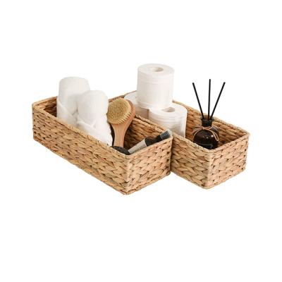 China Sustainable woven water hyacinth storage basket, environmental protection storage box, bathroom storage organizer rattan basket zu verkaufen