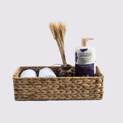 China HBK Rectangle Water Hyacinth Rattan Storage Basket Viable Woven Storage Box for Bathroom and Kitchen Storage zu verkaufen