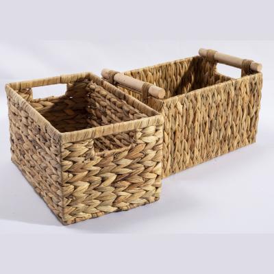 China HBK Plant Plankton Water Hyacinth Supermarket Sustainable Woven Tray Plastic Rectangular Synthetic Sheet Carry Wicker Rattan Drawer Storage Basket for sale