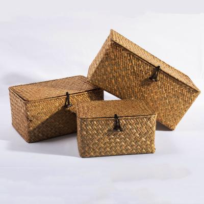 Chine HBK Sustainable Three Piece Set With Lid Rectangle Plant Plankton Handmade Natural Storage Box For Clothing And Sundries à vendre