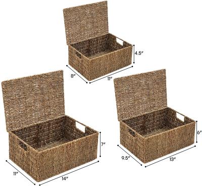 China Sustainable High Quality Handwoven Seaweed Storage Boxes In A Variety Of Sizes Bathroom Storage Baskets Bedroom Storage Boxes zu verkaufen