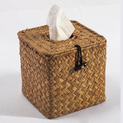 China HBK New Arrival Plant Plankton Handmade Natural Rattan Cloth Box Cover for Office and Bedroom en venta