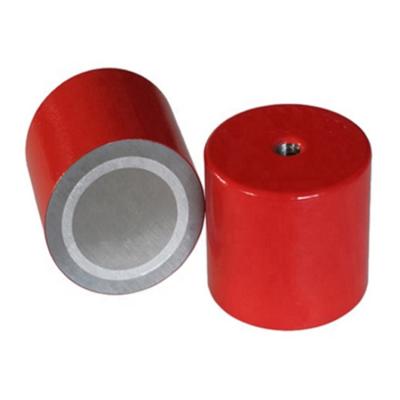 China Industrial Deep Pot Magnet Alnico 5 Pot Magnet Red Painted Internal Threaded Mount Magnet for sale